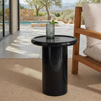 SAFAVIEH Couture Collection - Lolita Black Concrete Accent Table, Modern Round Top Side Table, High Gloss Finish, Fully Assembled (SFV2622A)