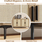 JASIWAY Buffet Cabinet with Storage, 48" Rattan Sideboard with Adjustable Shelves, Modern Coffee Bar Cabinet Console Table with Doors, Credenza for Kitchen, Living Room, Entryway, Dining Room, Wood