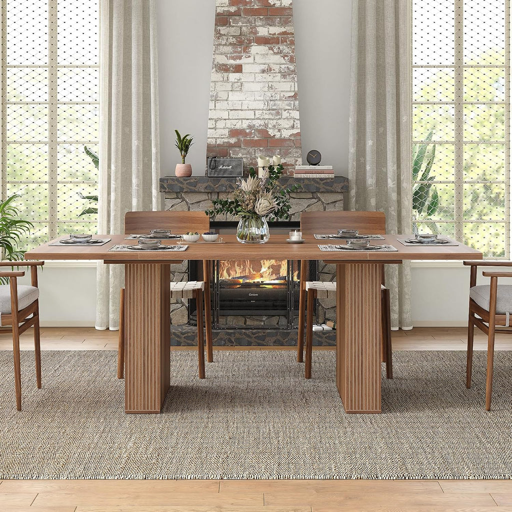 Yanosaku 78.7'' Dining Table for 4 6 8 10, Rectangular Kitchen Table with Storage, Farmhouse Dining Room Table for Kitchen, Dining Room, Living Room