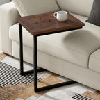 SIMPLIHOME Skyler C-Side Table - 16 inch Wide Solid Mango Wood and Metal Slide-Under Table in Walnut Brown, Industrial Accent Table or End Table for Living Room with Open Frame Design, Assembled