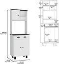 Waco 67" H Kitchen Pantry with Two Cabinets, Two Open Shelves, and One Drawer,White/Black