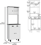 Waco 67" H Kitchen Pantry with Two Cabinets, Two Open Shelves, and One Drawer,White/Black