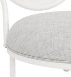Hillsdale Marsala Metal Vanity Stool with a Circular Geometric Back Design, Off White