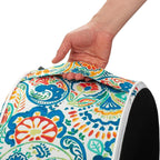 Magpie Fabrics Inflatable Stool Ottoman Pouf D20 xH9, Outdoor Round Footrest Footstool, Portable for Patio Garden Travel Camping - Paisley Multi