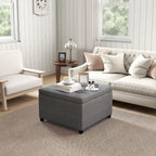 Vintage Button-Tufted Storage Ottoman with Flip-Top Seat