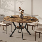 42"-58" Extendable Oval Dining Table for 4-6, Kitchen Round Table with Hidden Leaves & Storage Shelf, Space Saving Modern Design with Sturdy Metal Legs for Kitchen, Dining Room & Small Apartments
