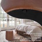 Spatial Order Faux Leather Organic Shape Ottoman (No Lid, Seat Only) | HomePop Home Décor | Round Pouf Foot Rest – Chestnut Faux Leather Faux Leather