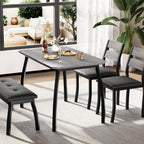 IDEALHOUSE 43'' Dining Table Set for 4, Wooden Kitchen Table with Upholstered Bench & 2 Cushion Chairs, Industrial Dinette Set for Studio, Kitchen, Dining Room, Apartment, Gray