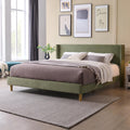 King Corduroy Upholstered Platform Bed with Headboard Wingback, Turtle