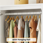 LIKIMIO Armoire Wardrobe Closet 70" H, 5 Doors for Bedroom, White | Wooden Wardrobe with 4 Storage Shelves and Hanging Rod, Clothing Storage Cabinet Organizer Combination