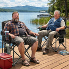 2 Pack Padded Oversized Camping Chairs for Adults,Heavy Duty Support 400 Lbs,Folding Portable Lawn Chair w/Cup Holder,Cooler Bag,Side Pocket,Perfect for Outdoor Picnic,Hiking(Black)