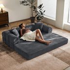 79" Convertible Futon Sofa Bed, Couch for Living Room | Dark Gray | Folding Corduroy Sleeper Sofa, Modular Futon Couch with Fixed-Shape Frame, Pull Out Couch No Assembly