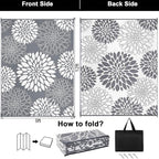 Ileading Reversible Outdoor Rug 9x12Ft Waterproof Patio Rug Carpet Portable Outdoor Plastic Straw Rug Large RV Camping Mat Rug for Patio, Clearance, Deck, Beach, Porch, Camping, Picnic, Grey