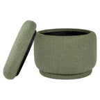 Enoki Storage Ottoman in Olive Boucle, Greenguard Gold Certified