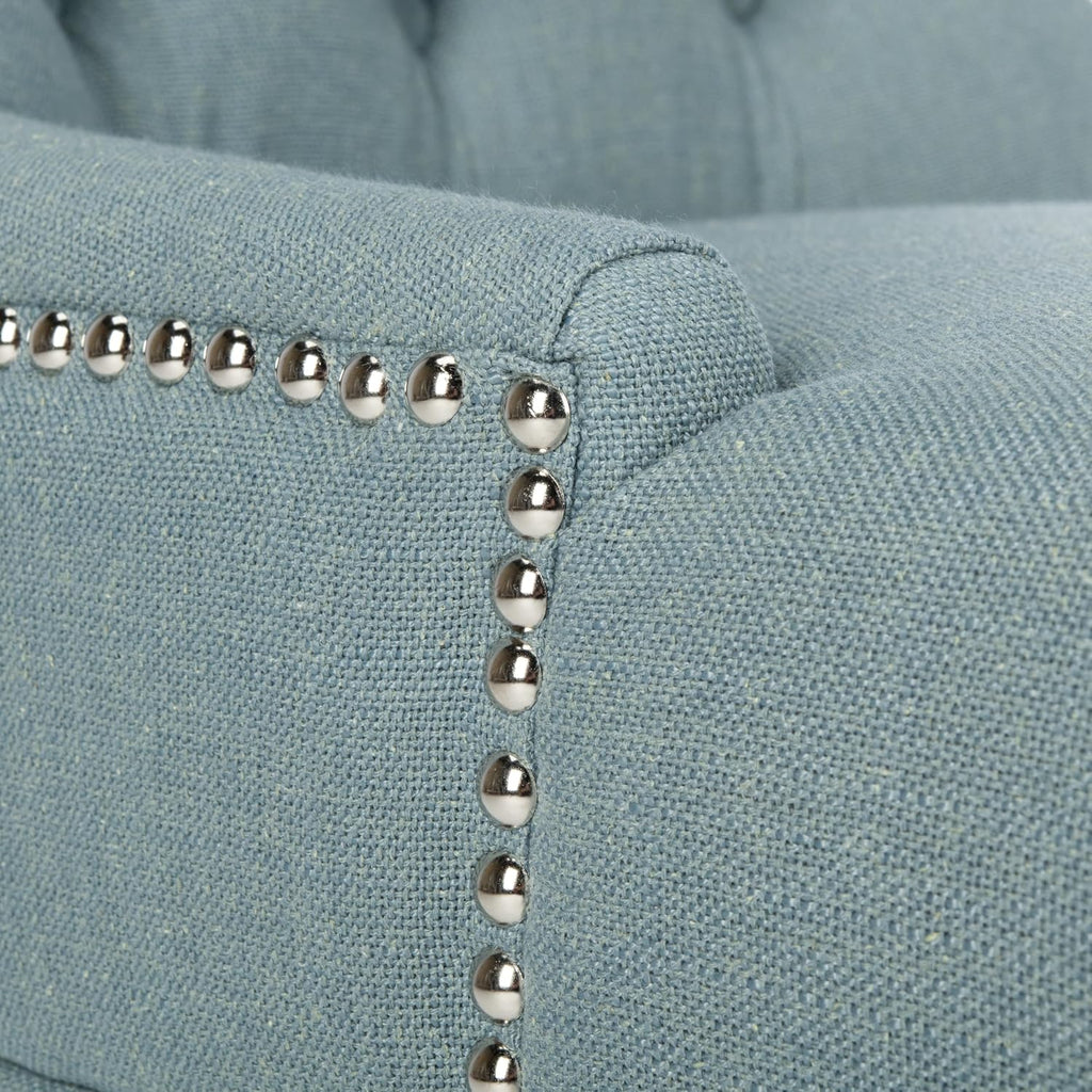 SAFAVIEH Home Collection - Abby Sky Blue Upholstered Dining Chair, Button Tufted Back, Nailhead Trim, Classic Accent Chair (MCR4701N)