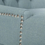 SAFAVIEH Home Collection - Abby Sky Blue Upholstered Dining Chair, Button Tufted Back, Nailhead Trim, Classic Accent Chair (MCR4701N)