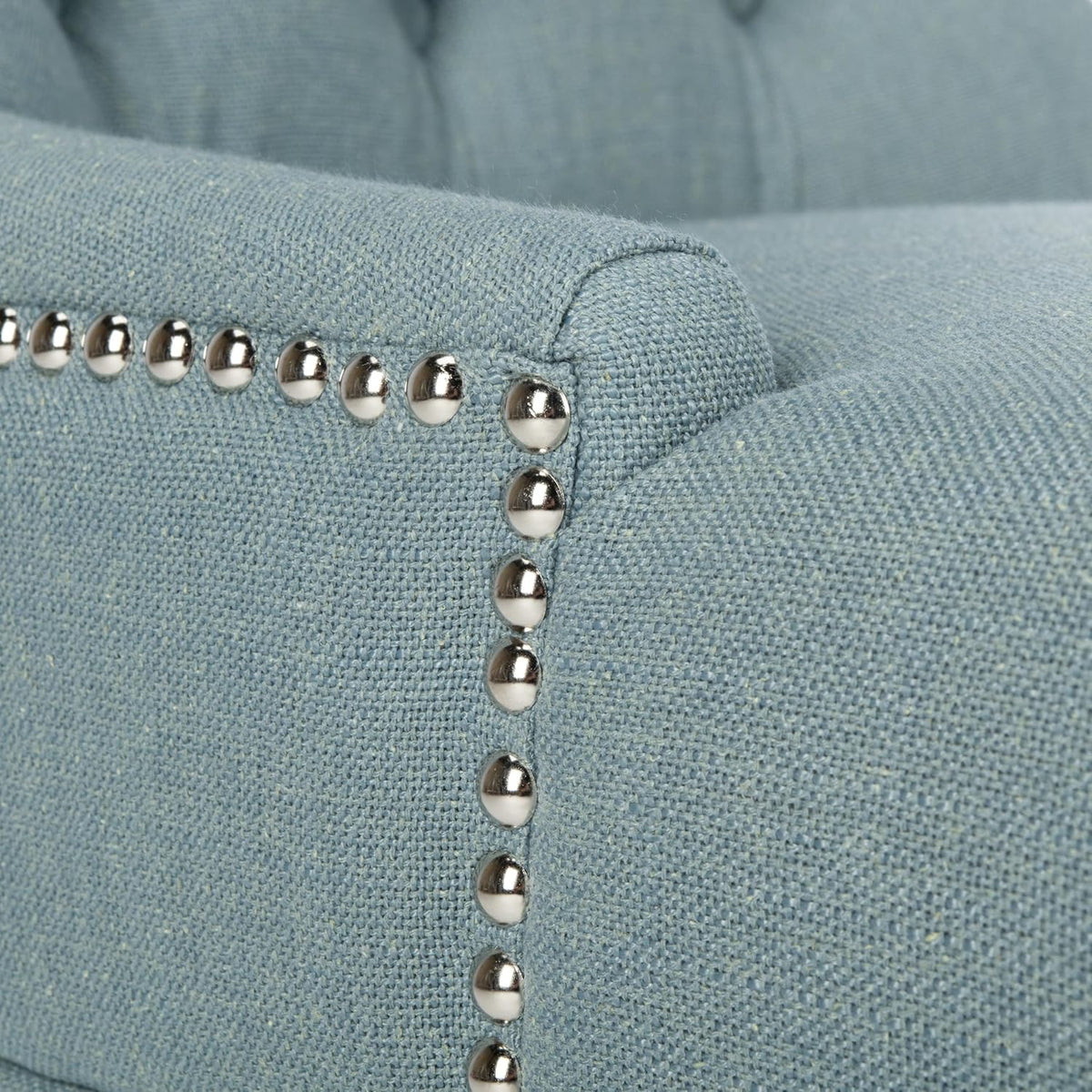 SAFAVIEH Home Collection - Abby Sky Blue Upholstered Dining Chair, Button Tufted Back, Nailhead Trim, Classic Accent Chair (MCR4701N)
