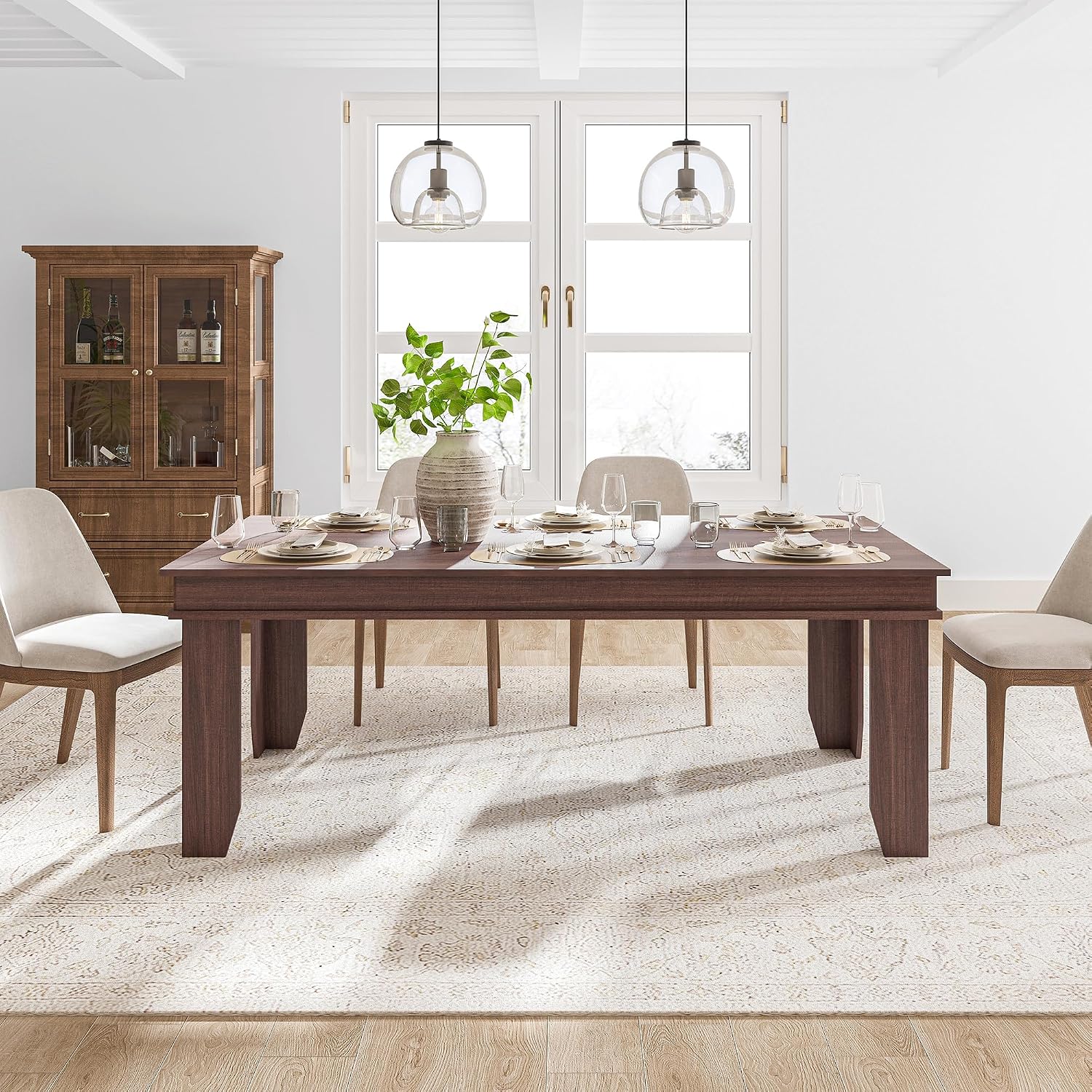GAOMON Farmhouse Dining Table for 6-8 People, 71" Long Wood Kitchen Table with Sturdy Frame & Rustic Wooden Finish, 6-8 Seats Large Rectangular Tables for Dinner, Kitchen, Dining Room
