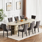 63"-94" Large Oval Extendable Dining Table for 6 8 10, Faux Travertine Expandable Kitchen Table with Fluted Cylindrical Storage Base, Modern Farmhouse Expanding Table for Dinner Party Family Gathering