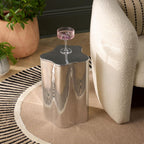 SAFAVIEH Home Collection - Tonnie Modern Side Table, Silver Polished Metal, Drum Accent Table, Fully Assembled (ACC5508A)