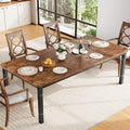 Garvee Large Dining Table for 6-8 People, 71" Wooden Kitchen Table with Sturdy Metal Frame, Dining Room Table for Dining Room, Kitchen, Black Leg & Retro