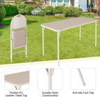 coucheta 5-Piece Rectangle Folding Table and Chairs Set, Foldable Portable Card Table and Chairs, Scratch & Stain Resistant Tabletop, for Dining Room, Living Room, Office, Camping, Gatherings, Beige