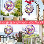 Butterfly 12 Inch Wind Spinners Garden Yard Decor Gift for Women Men, Outdoor Purple Metal 3D Wind Spinner, Stainless Steel Hanging Wind Catchers Sculpture for Outside Decoration