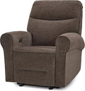 MCombo Compact Wall Hugger Power Recliner Chair for Small Spaces, Dual USB-A/C Ports, Rolled Arm Recliner for Living Room & RV, Fabric PR520 (Dark Brown, Small)
