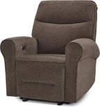MCombo Compact Wall Hugger Power Recliner Chair for Small Spaces, Dual USB-A/C Ports, Rolled Arm Recliner for Living Room & RV, Fabric PR520 (Dark Brown, Small)
