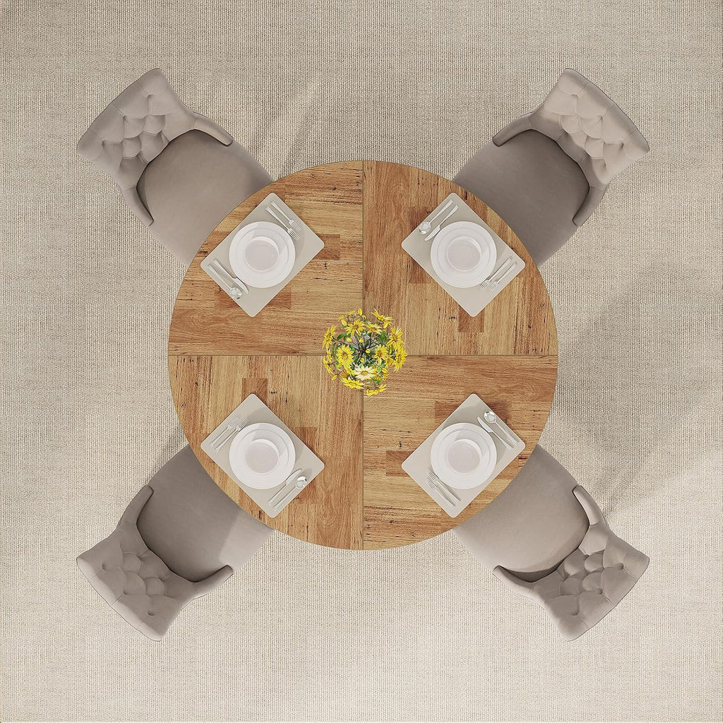Tribesigns 47 inch Round Dining Table Wood Kitchen Table for Dining Room, 47" Dinner Room Tables for 4-6, Farmhouse Accent Furniture with Wooden Tabletop and Cross Base, Brown+Black