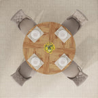 Tribesigns 47 inch Round Dining Table Wood Kitchen Table for Dining Room, 47" Dinner Room Tables for 4-6, Farmhouse Accent Furniture with Wooden Tabletop and Cross Base, Brown+Black