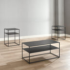 Crosley Furniture Braxton 3-Piece Living Room Table Set with Coffee and Side Tables, Matte Black
