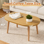 Small Coffee Table, Low Table with Solid Wood Legs, 23.6" Mini Oval Accent Table Side End Table, Floor Table Desk for Sitting on The Floor, Coffee Tea Table for Living Room, Dorm, Apartment, Natural