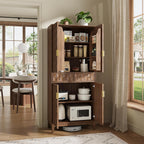 Pantry Cabinet, 71" Tall Pantry Cabinet,Modern Kitchen Cabinet with Doors, Drawers & Adjustable Shelves, Freestanding Food Pantry Cupboard with Side Rack for Kitchen Dining Room,Walnut