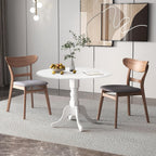 Giantex Round Dining Table, 39" D X 29" H, Rubber Wood Pedestal Table W/Round Tabletop & Curved Trestle Legs, 4-Person Dinner Table for Kitchen, Dining Room, Restaurant (White)