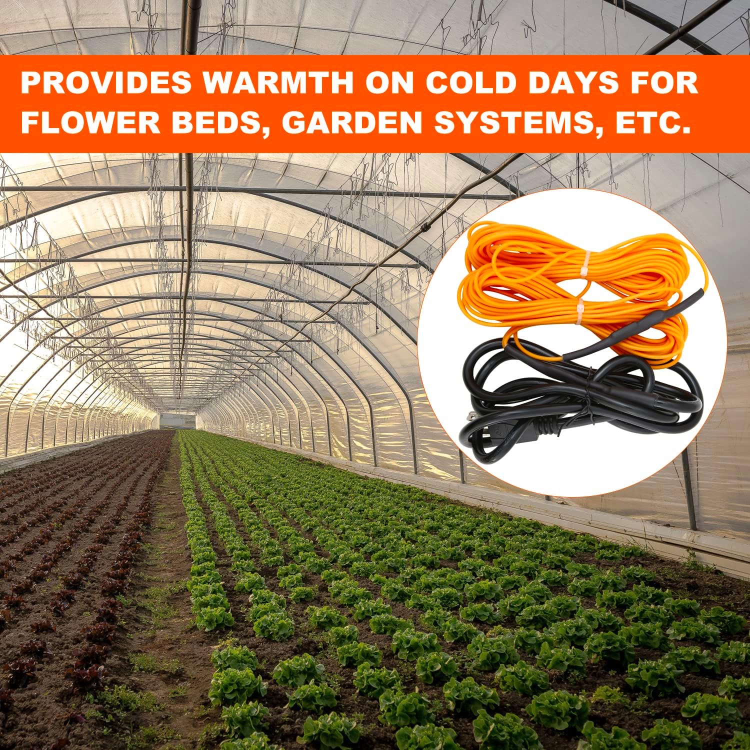 Soil Heating Cable 49 Ft Electric Soil Warming Cable Greenhouse Plant Soil Heater Cable Keep Soil Warm for Soil, Garden, Cold Frame