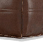 SIMPLIHOME Brody 18" Wide Square Pouf in Distressed Dark Brown Faux Leather | Boho footstool, coffee table and extra seating for living room or bedroom with assembled design, assembled; pouf ottoman.