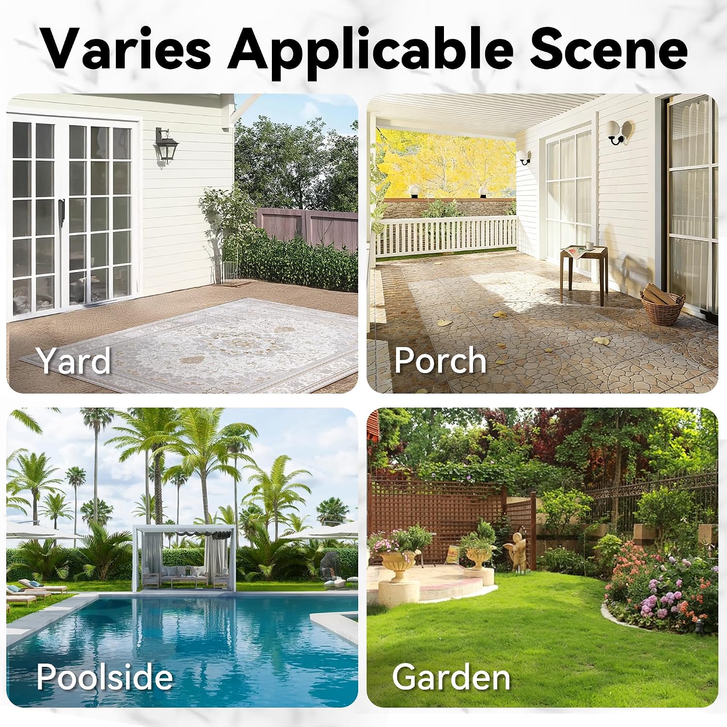 Patio Ottomans Set of 2, 22"x 22"x 18" Outdoor Wicker Footstool with Cushion, Blue, for Garden, Backyard, Deck, Porch, Balcony, Poolside