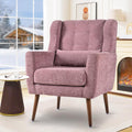 cinkehome Accent Arm Chairs for Living Room, Chenille Upholstered Mordern Armchair, Comfy Soft Padded Lounge Chair in Small Spaces, Bedroom, Pillow, Solid Wood Leg, Purple