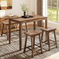 MFSTUDIO Dining Table Set for 4, Counter Height Table and Chairs, Kitchen Table Set with Bench, Breakfast Bar Table and Chairs Set Space Saving, Rustic Caramel