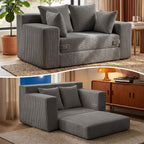 JUIKURY Floor Mini Couch 53 Inch, 3-in-1 Gray Couches Covertible Sofa Bed with 4 Pillows, Small Couches for Living Room, Bedroom, Small Space