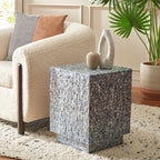 SAFAVIEH Home Collection Blythe Jet Black Capiz Shell Accent Table Square Stool (Fully Assembled)