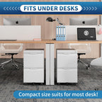 2 Drawer File Cabinet with Lock,Filing Cabinet for Home Office,Small Rolling for Legal/Letter/A4 File,Mobile Cabinets on Wheels Under Desk -White
