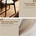 Wooden Dining Chairs Set of 4, Modern Farmhouse Fabric Upholstered Kitchen Chairs with Curve Back, Mid-Century Dining Room Chairs for Living Room Kitchen Vanity Restaurant Cafe with Black Legs, Beige