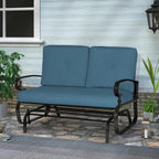 Crownland Outdoor Patio Glider Chair, Rocking Glider Bench for 2 Person, Porch Furniture Loveseat Seating, Wrought Iron Patio Textilene Gliders for Outside, Porch, Garden(Peacock Blue)
