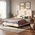 GarveeHome Queen Size Bed Frame with 52'' Tall Wingback Headboard