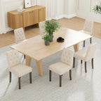 Upholstered Dining Chairs Set of 6 - Modern Parsons Kitchen & Dining Room Chair with Diamond Tufted Back, Solid Wooden Legs for Apartment, Café, Vanity