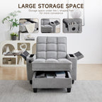hansones 41.7" Chaise Lounge Chair Indoor, Sofa Bed with Adjustable Backrest, Sleep Sofa Couch, Deep Seat Reading Chair, Couches for Living Room with Storage & 360° Swivel Side Table (Gray, 41.7")