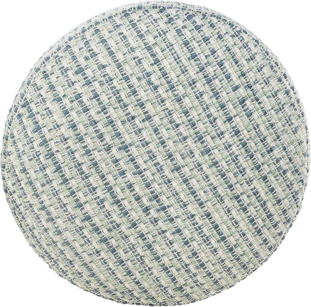 LR Home Interwoven Coastal Delight Indoor Outdoor Pouf, Blue/Green/White, 20" x 20" x 20"