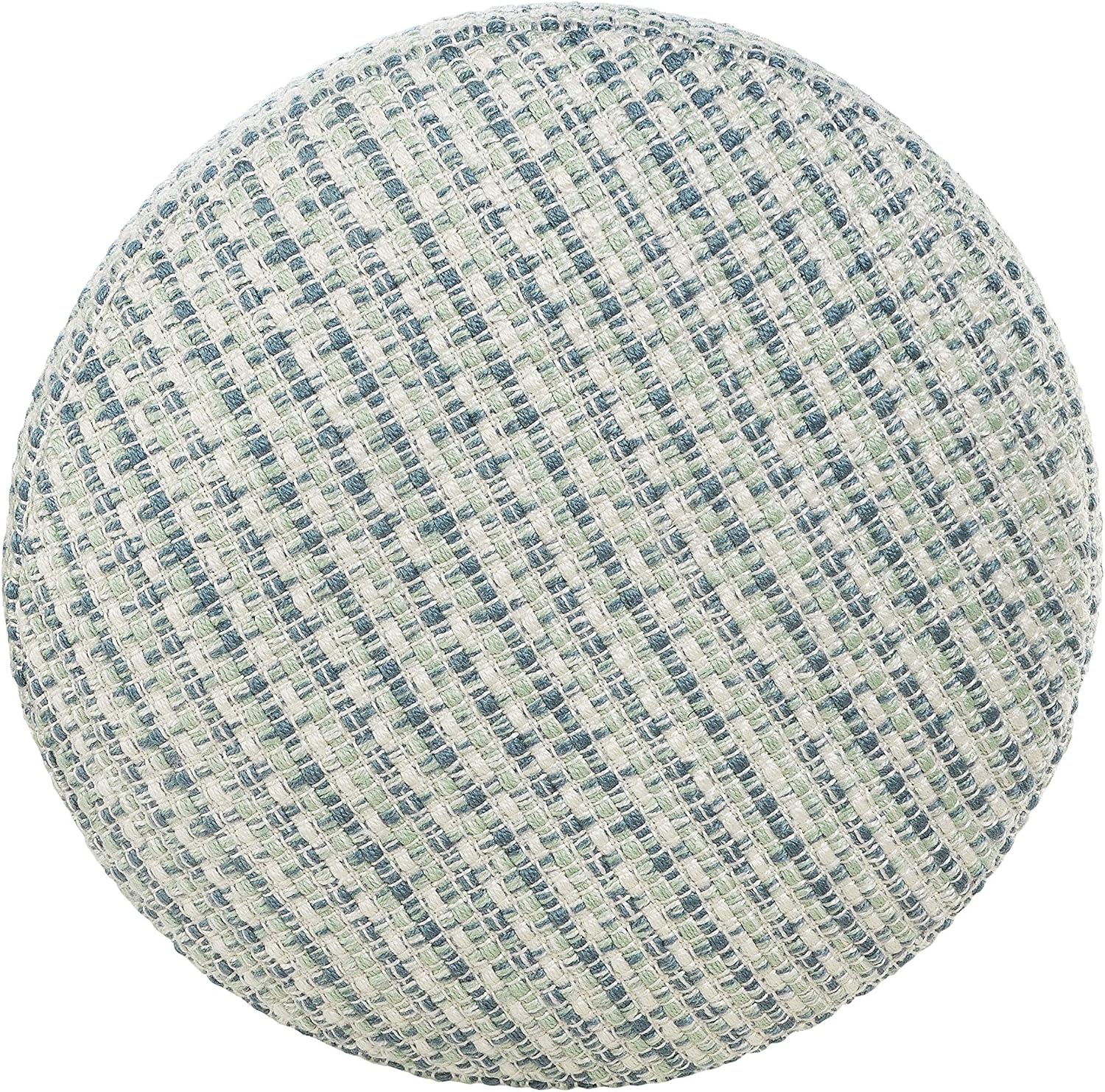 LR Home Interwoven Coastal Delight Indoor Outdoor Pouf, Blue/Green/White, 20" x 20" x 20"